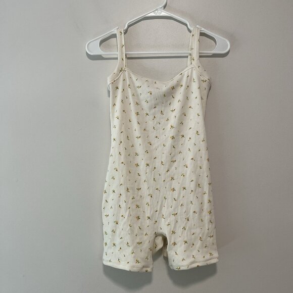 Skims Floral Stretch Cotton Rib Romper Size Medium - Picture 1 of 7